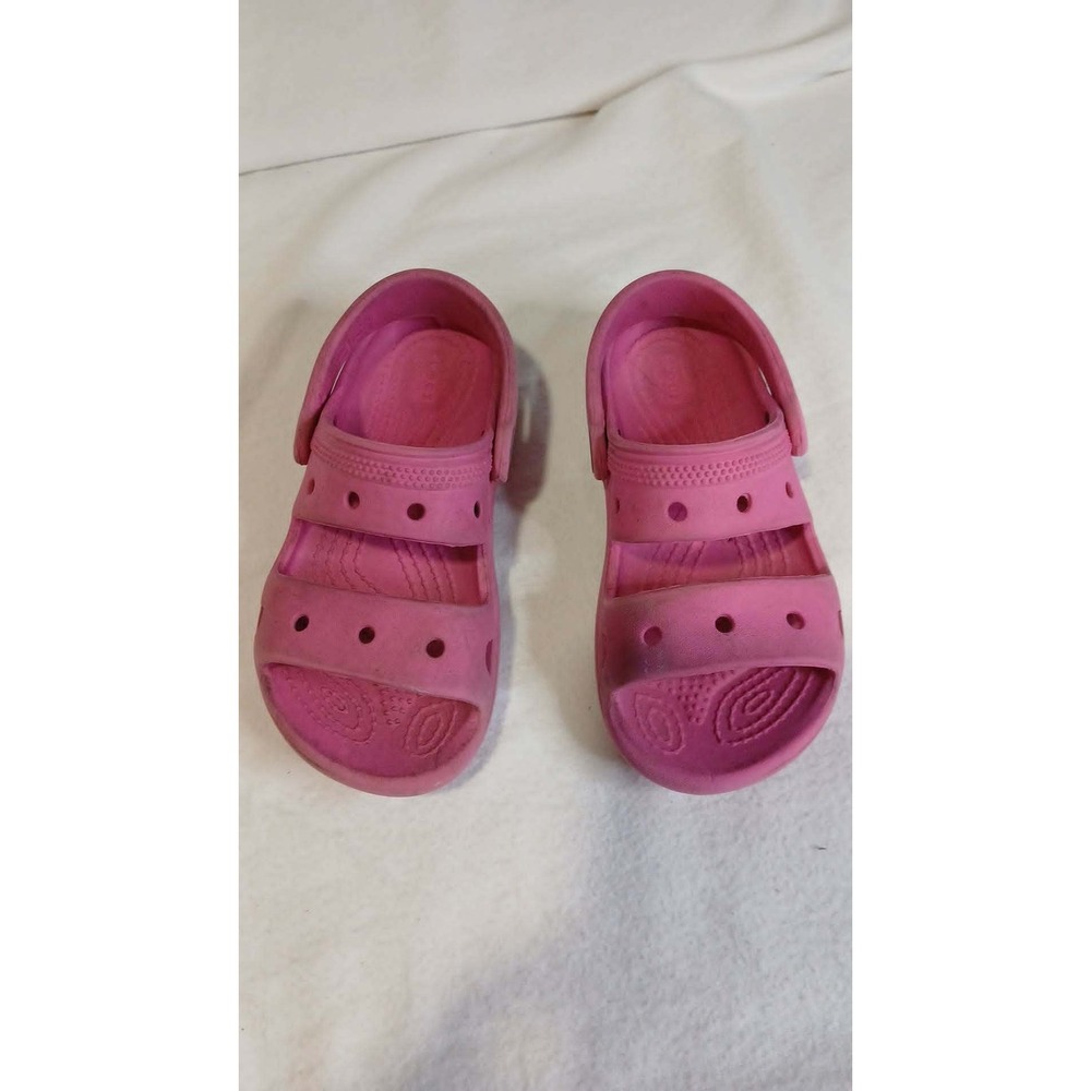 Crocs Classic Sandal Kids Pink Two Strap Slip On Water Shoes Size 10